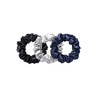 Slip Silk Large Scrunchies Midnight Collection Charcoal Navy Silver 100 Pure 22 Momme Mulberry Silk Scrunchies For Women