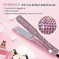 Dorisilk Crystal Diamond Professional Hair Straightener 2 Inch Titanium Flat Iron Bling Rhinestone Straightening Iron Curling 2