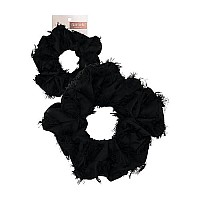 Kitsch Satin Brunch Scrunchie Softer Than Silk Scrunchies For Women For Thick Or Thin Hair Frayed Black 1 Count