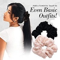 Kitsch Satin Brunch Scrunchie Softer Than Silk Scrunchies For Women For Thick Or Thin Hair Frayed Black 1 Count