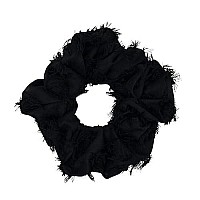 Kitsch Satin Brunch Scrunchie Softer Than Silk Scrunchies For Women For Thick Or Thin Hair Frayed Black 1 Count