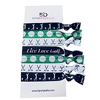 Sportybella Girls Hair Ties For Golf Accessories 7 Count Hair Elastics With Golf Club Design No Crease Hair Ties For Female