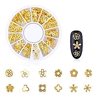 Danneasy 3D Nail Charms Metal Nail Art Studs Gold Nail Jewels Silver Hollow Star Moon Shell Flower Manicure Decoration Salon Wit