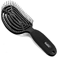 Nuway 4Hair Doublec Us Patented Double Curved Detangling Brush Is Hair Dryer Safe Iron Black