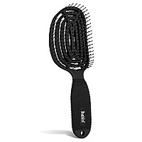 Nuway 4Hair Doublec Us Patented Double Curved Detangling Brush Is Hair Dryer Safe Iron Black