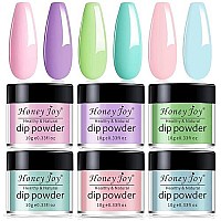 Honey Joy 6 Boxset Light Blue Pink Purple Green Dip For Nails Powder Kit Chocolate Glaze Fine Dipping Powder Colors No Need Lam