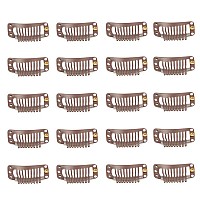 Feihong 20Pcs Stainless Steel 9Teeth Snap Wig Clips Hair Extension Clips Wig Accessories Clip Diy Clips For Hairpieces Wigs