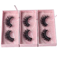 Arimika 3 Packs Fluffy Long Thick Dramatic Look Handmade Reusable 3D Mink False Eyelashes D008