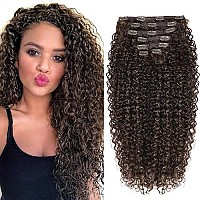 Bhf 26 Inch Kinky Curly Clip In Hair Extension Double Weft Full Head Japanese Heat Resistance Fiber 140G Synthetic Hair Extensi