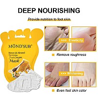 Mondsub Honey Almond Nourishing Foot Masks Foot Moisturizing Mask For Dry Skin To Deep Hydrating And Brightening Moisturize