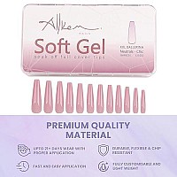 Allkem 360 Pcs Soft Gel Pink Tone Extra Long Ballerina Xxl Soft Gel False Press On Nails Full Cover Set