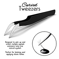 Sivote Lash Tweezers For Eyelash Extensions For Volume Isolation Classic Lashes 3 Pack Black