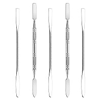 Wismee 5Pcs Makeup Spatula Tool Metal Set Professional Beauty Stainless Steel Cosmetics Mixer Long Metal Spatula Depotting Mixin