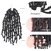 Toyotress Butterfly Locs Crochet Hair 12 Inch 7Pcs Natural Black Pretwisted Distressed Crochet Braids Short Bob Faux Locs Pr