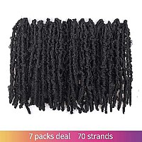 Toyotress Butterfly Locs Crochet Hair 12 Inch 7Pcs Natural Black Pretwisted Distressed Crochet Braids Short Bob Faux Locs Pr