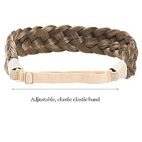 Toecwegr 5 Strands Synthetic Hair Braided Headband Hairpiece Classic Chunky Wide Plaited Braids Elasticmulti Color Headband Ladi