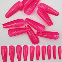 100Pc Colored Long Coffin False Nails Artificial Acrylic Tips Ballerina Shape Xl Press On Fake Nails Manicure Fingernail Diy Dec