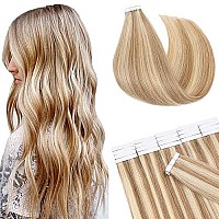 Sego 18 Inch Tape In Hair Extensions Human Hair 100G 40Pcs Straight Balayage 100 Remy Rooted Seamless Skin Weft Invisible Doubl