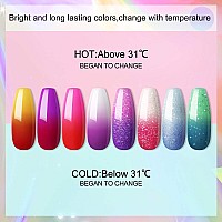 Coscelia Color Changing Gel Nail Polish Set Of 8 Colors Temperature Mood Changing Pink Glitter Long Lasting Soak Off Gel Polish