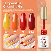 Coscelia Color Changing Gel Nail Polish Set Of 8 Colors Temperature Mood Changing Pink Glitter Long Lasting Soak Off Gel Polish