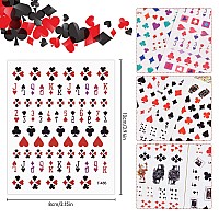 Ebanku 10 Sheets Poker Nail Art Stickers Decals Playing Card Style Nail Stickers Numbers Letter Graphics Nail Accessories For W