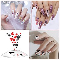 Ebanku 10 Sheets Poker Nail Art Stickers Decals Playing Card Style Nail Stickers Numbers Letter Graphics Nail Accessories For W