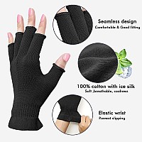 Mig4U Fingerless Moisturizing Gloves Half Finger Touchscreen Beauty Glove For Eczema Spa Dry Hands Skin Treatment Summer Su