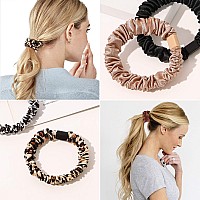 Silk Hair Ties Satin Scrunchies Small Mini Scrunchy For Women Thick Hair Accessories Cute Soft No Slip Hair Elastics Ponytail