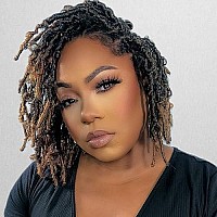 Toyotress Butterfly Locs Crochet Hair 8 Inch 8 Pcs Ombre Blonde Faux Locs Short Bob Pretwisted Distressed Crochet Braids Pre