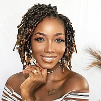 Toyotress Butterfly Locs Crochet Hair 8 Inch 8 Pcs Ombre Blonde Faux Locs Short Bob Pretwisted Distressed Crochet Braids Pre