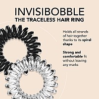 Invisibobble Original Traceless Spiral Hair Ties Pack Of 8 Crystal Clear And True Black Strong Elastic Grip Coil Accessories