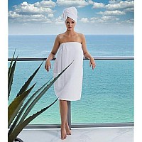 Boca Terry Spa Wrap Waffle Spa Towel Wrap For Women Lightweight Bath Wrap With Snaps For Sauna Facial Spa Or Gym Black 2X