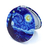 Aeisage Compact Mirror Small Travel Mirror Purse Mirror Pocket Mirror Starry Night Van Gogh Post Impressionist Art Artistic Gift