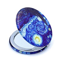 Aeisage Compact Mirror Small Travel Mirror Purse Mirror Pocket Mirror Starry Night Van Gogh Post Impressionist Art Artistic Gift