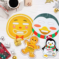 Epielle Christmas Holiday Character Sheet Mask Assortments Santa Reindeer Snowman Elf Gingerbread Penguin Stocking Stuffe