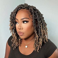 Toyotress Butterfly Locs Crochet Hair 12 Inch 7Pcs Ombre Blonde Pretwisted Distressed Crochet Braids Short Bob Faux Locs Pre