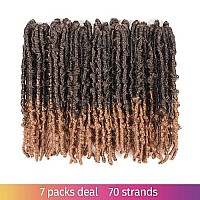 Toyotress Butterfly Locs Crochet Hair 12 Inch 7Pcs Ombre Blonde Pretwisted Distressed Crochet Braids Short Bob Faux Locs Pre