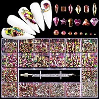 Yzzseven 12 Types Of 600 Diamonds 2500 Flat Rhinestones Mix 20 Styles Flatback Rhinestone Crystals 3D Decorations Flat Back Sto