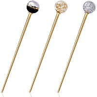 Oiiki 3Pcs Women Lollipop Hair Sticks Elegant Planet Design Round Ball Metal Hair Stick Forks Chignon Pins Updo Chopsticks Deco