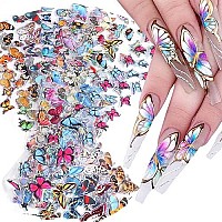 Butterfly Nail Foil Transfer Stickers Nail Art Supplies Foil Transfers Decals Holographic Starry Sky Laser Butterfly Colorful De