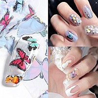 Butterfly Nail Foil Transfer Stickers Nail Art Supplies Foil Transfers Decals Holographic Starry Sky Laser Butterfly Colorful De