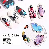 Butterfly Nail Foil Transfer Stickers Nail Art Supplies Foil Transfers Decals Holographic Starry Sky Laser Butterfly Colorful De