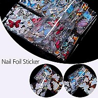 Butterfly Nail Foil Transfer Stickers Nail Art Supplies Foil Transfers Decals Holographic Starry Sky Laser Butterfly Colorful De