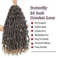 24 Inch Light Weight Butterfly Locs Crochet Hair 6 Packs Long Distressed Butterfly Faux Locs Crochet Hair 24Inch T1B27