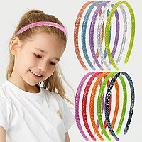 Candygirl Shiny Headbands For Girls Sparkle Headbands For Women 1 Cm Satin Covered Plain Headbands Colorful Plastic Headbands 1