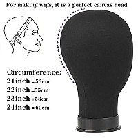 Wig Head Canvas Block Head For Wig Making Display Styling Manikin Head With Stand Mannequin Head With Mount Hole22Inch Black