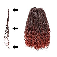 Toyotress Boho Box Braids Crochet Hair 12 Inch 8 Packs Ombre Orange Box Braids Crochet Hair Curly End Crochet Braids Short Pr