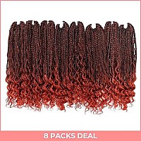 Toyotress Boho Box Braids Crochet Hair 12 Inch 8 Packs Ombre Orange Box Braids Crochet Hair Curly End Crochet Braids Short Pr