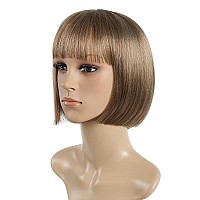 Syxlcygg Bob Wig Brown Short Wigs With Bangs Flame Retardant 10 Straight Silky Fluffy Womens Hair Wigs Synthetic Black Girl Da