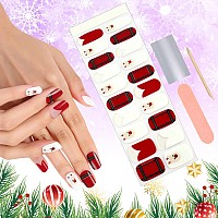 Kalolary Snowflake Gel Nail Strips Winter Full Wraps Stickers White Christmas Tree Real Gel Nail Polish Wraps New Year Nail Ar